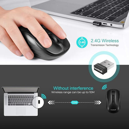 LeadsaiL Wireless Mouse Silent 2.4G USB Computer Compact Optical Cordless Mini Quiet Mice, Noiseless, 4 Buttons, 3 Adjustable DPI Mobile for PC/Laptop/Windows/Mac/Linux