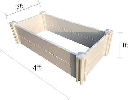 4' x 2' Vinyl Raised Garden Bed Screwless Planter Box for Gardening, Whelping Pen and More