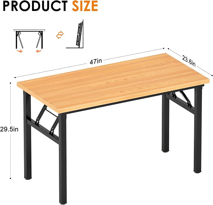 Need Office Computer Desk - 47.2L Sturdy and Heavy Duty Folding Laptop Table,Writing Table/Home Office Desk/Sewing Table,No Assembly Required (Teak Color) AC5BB12060 | Black Frame Writing Gaming Work Table/Foldable Home Office Desk/Sewing Table, No Ass...