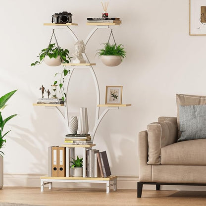 Plant Stand Indoor with Grow Lights - 7 Tiered Metal Corner Shelf for Multiple Plants, 63" Corner Plant Stand for Indoor Plants, X-Shaped Plant Rack for Home, Living Room, Office & Patio Decor