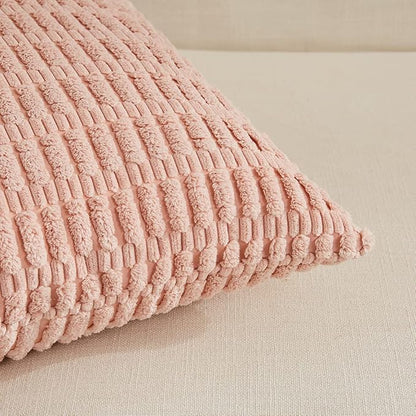 Fancy Homi 4 Packs Decorative Throw Pillow Covers for Living Room Couch Bed, Modern Farmhouse Boho Home Décor Accent Cushion Case, 14" x 14", Blush Pink