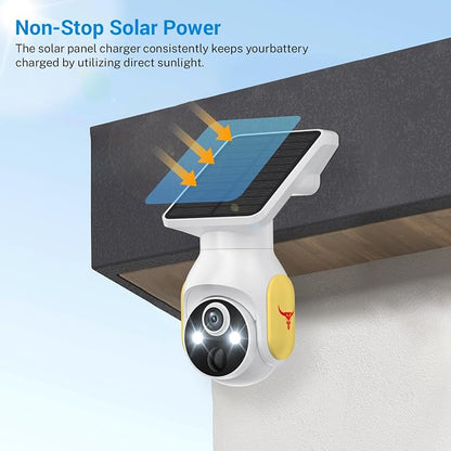 1080p Security Camera Wireless with Solar Panel, AI Human Detection, 2-Way Audio, Color Night Vision, Cloud Storage (Sold Separately), Indoor/Outdoor Surveillance Bullet Cam