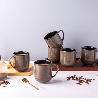 LERATIO 12OZ Ceramic Coffee Mugs Set of 6, Large Porcelain Coffee Cups With Large Handle For Latte,Cappuccino,Milk,Cocoa,|Dishwasher&Microwave Safe Mug Sets,Ideal for Man,Woman,Dad, Mom-Coffee