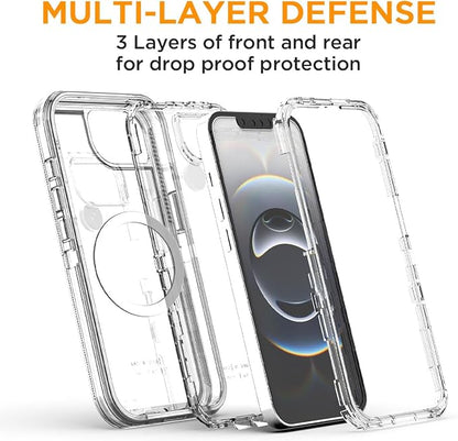 AICase for iPhone 17e Case/iPhone 16e Case Clear Support MagSafe 3 in 1 Heavy Duty Drop Protection Full Body Rugged Shockproof/Dust Proof 3-Layer Military Protective Tough Durable for 17e/16e 6.1"_1