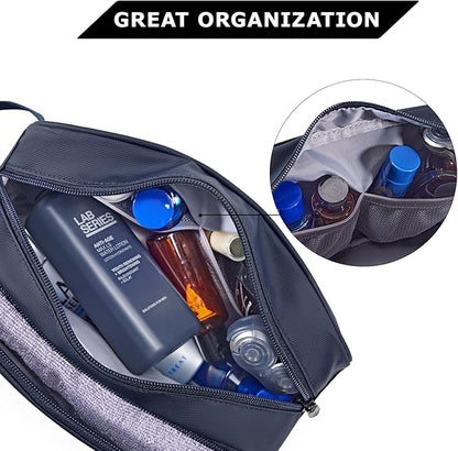 BAGSMART Toiletry Bag for Men, Travel Toiletry Organizer Dopp Kit Water-resistant Shaving Bag for Toiletries Accessories, Door Room Essentials,Navy Blue-basic