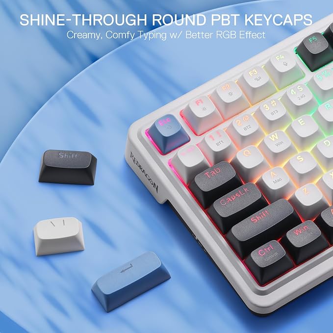 Redragon K719 PRO Wireless 95-Key Gasket Gaming Keyboard, TFT Screen & Knob | Easy-Control LED Info Display, 0-Delay Tri-Mode, Cushioned 5-Layer Noise Dampening for Creamy Thocky Sound, Practical 95 keys