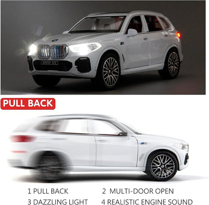 BDTCTK 1:32 Comapatible for X5 SUV Model Car Toy, Zinc Alloy Pull Back Toy car with Sound and Light for Kids Boy Girl Gift(White)