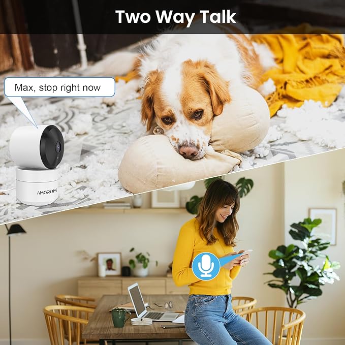 Indoor Security Cameras, Alexa Camera for Baby/Elderly/Pet Monitoring | AI Smart Detection & Alarm, 2-Way Audio, Night Vision, 2.4G WiFi App Control, Cloud & SD Card Storage, 3 Pack