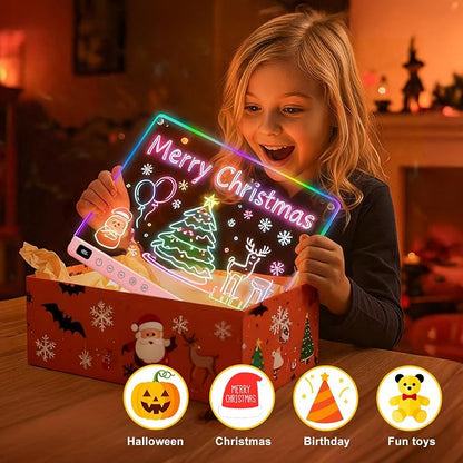 Led Drawing Board with 13 Light Effects, 16" Rechargeable Glow Doodle LED Note Board with Colors, Neon Light Up Drawing Tablet Gifts for Kids for Easter Birthday Christmas Gift Ideas