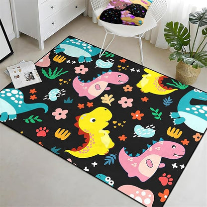 Dinosaur Rugs for Boys Bedroom - Dinosaur Pattern Area Rug Kids Bedroom Rug Kids Play Rugs for Boys Dinosaur Bedroom Decor for Boys Colorful Dinosaur Print Area Rug Kids Rugs for Bedroom,4'×5'