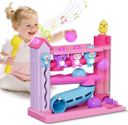 Musical Toddler Toys for 1 2 3 Years Old, Educational Baby Toys 12-18 Months with Bilingual Toddler Learning, Interactive Toys for 1 Year Old Girl, Christmas Birthday Gift for 1 Year Old Girl (Purple)