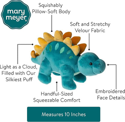 Mary Meyer Stuffed Animal Smootheez Pillow-Soft Toy, 10-Inches, Blue Stegosaurus Dinosaur