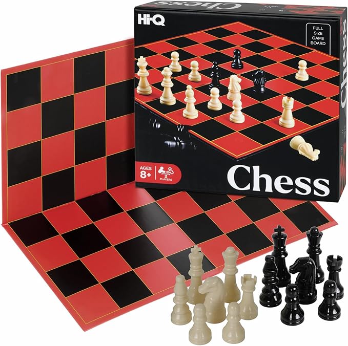 HI-Q Classic Chess Board Game – Educational Strategy Set for Kids, Adults & Beginners – Standard Style Pieces with Folding Board – Family Game Night