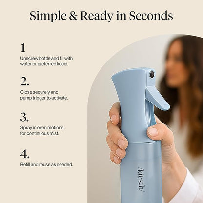 Kitsch Continuous Spray Bottle for Hair – Haze Blue, 150ml | Fine Mister Spray Bottle & Water Spray Bottle – Recycled Hair Spray Bottle – Spray Bottles for Cleaning, Styling, & More