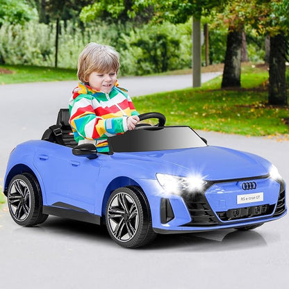 INFANS 12V Kids Ride On Car, Licensed Audi RS e-tron GT Electric Vehicle with Remote Control, Toddlers Battery Powered Toy with 4 Wheels Suspension, LED Headlight, Music, MP3, USB, TF Port (Blue)