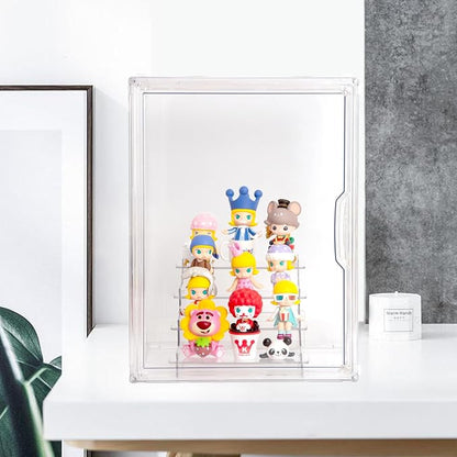 BOHOIDEE Clear Acrylic Display Case with Two Display Shelves for Figures, Dustproof Storage Organizer Box with Magnetic Door, Acrylic Collectibiles Showcase