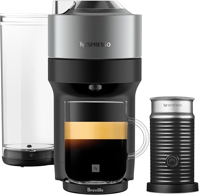 Nespresso Vertuo Pop+ Deluxe Coffee and Espresso Maker by Breville with Milk Frother, Titan