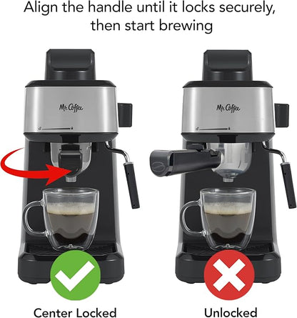 Mr. Coffee 4-Shot Steam Espresso Cappuccino and Latte Maker with Stainless Steel Frothing Pitcher
