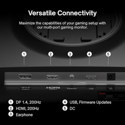 Pixio PX248 Wave 24 inch 200Hz Refresh Rate FHD 1080p Resolution Fast IPS Panel 1ms GTG Response Time Built-in Speakers Gaming Monitor with Adaptive Sync