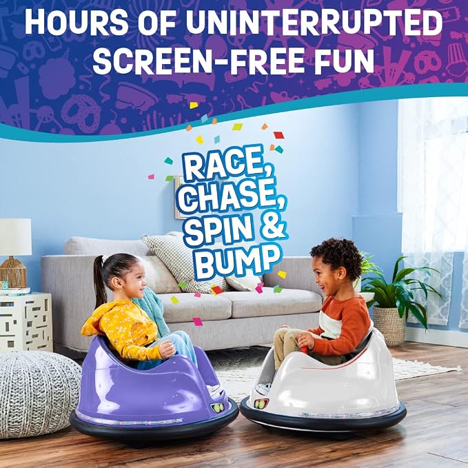Flybar FunPark 6V Bumper Car for Toddlers, Kids Bumper Car, Electric Toddler Ride On Toys for Kids, Baby Bumper Car, Ages 1.5-4 Years, LED Lights, 360 Degree Spin, Supports up to 66 pounds (No Remote)