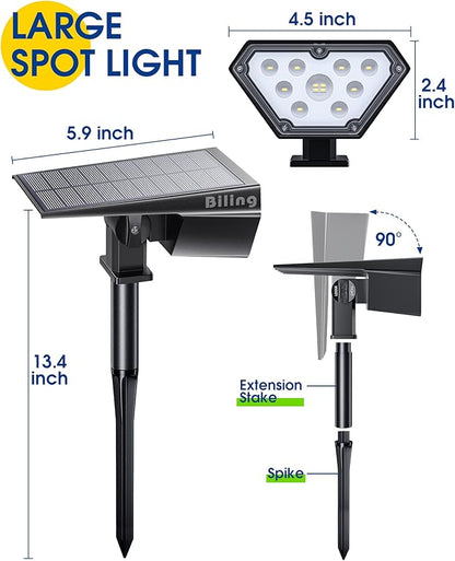 Biling Solar Spot Lights Outdoor, Bright 700 Lumen Solar Outdoor Lights IP67 Waterproof Adjustable House Lights for Patio Pathway Yard Garden Driveway Tree - Warm White(6 Pack)