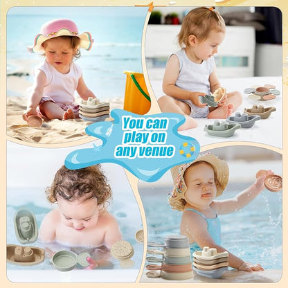 Baby Bath Toys, 11PCS | Mold Free Bath Toys for Toddlers with Bath Boats | Educational Bath Spoons with Numbers| Easy-Grip, Floating and Drain Water | Count Skill & Color Recognition | Baby Pool Toys