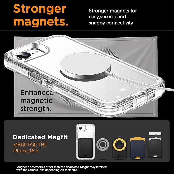 AICase for iphone 17e Case/iphone 16e Case Clear with Magsafe Heavy Duty Drop Protection Full Body Rugged Shockproof/Dust Proof Triple Layer Transparent Military Protective Tough Durable for 17e/16e_8