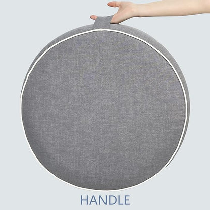LVTXIII Outdoor/Indoor Inflatable Ottoman, 21"x21"x9" Patio Footrest Stool, Portable Round Pouf Ottoman for Patio Garden, Camping or Home Decoration, Grey Textured