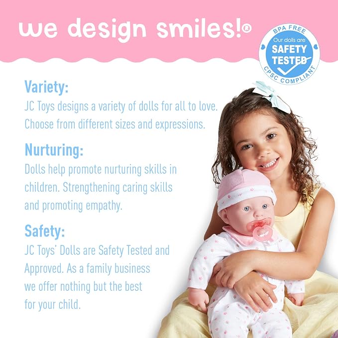 JC Toys 20-inch La Baby Soft Body Doll | Washable | Gift Set includes Magic Milk Bottle & Pacifier | Removable Pink Outfit | Perfect for Toddlers and Kids Ages 2+