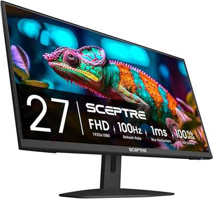 Sceptre 27-inch Prime Gaming Monitor 100Hz 1ms DisplayPort HDMI x2 100% sRGB AMD FreeSync Build-in Speakers, Eye Care Frameless Machine Black 2025 (E275W-FW100T Series) | 1ms Blur Reduction/5ms G-to-G, 100% Srgb, Amd Freesync, Dp1.2 Plus 2×hdmi2.0, 2×2...