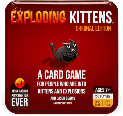 Exploding Kittens Original Edition in Collectible Tin - Fun & Hilarious Card Game for Kids and Adults, Ideal for Party Family Game Night and Party, 56 Cards Included
