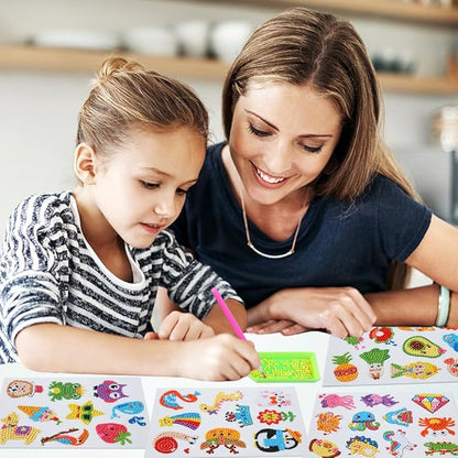 GWAHSA 60pcs 5D Diamond Art Stickers Arts and Crafts Creative Gem Art Paint by Number Kits for Kids Ages 4-6 6-8 8-12 Boys Girls DIY Mosaic Stickers Toys for Birthday Party Halloween Christmas Gifts