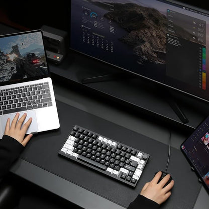 YUNZII AL80 75% Wireless Aluminum Mechanical Keyboard(Black, Cocoa Cream) | QMK/VIA, Smart LCD Display and Knob, Hot Swap, Gasket Structure, BT/2.4G/USB-C, RGB Keyboard for Gaming/Win/Mac