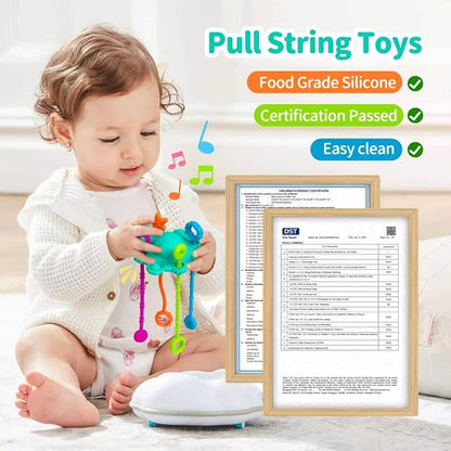 Montessori Pull String Toy Silicone Travel Toy | Food Grade Silicone Early Development Toy, Fine Motor Skills Sensory Toys, Montesorri Gifts (Spearmint)