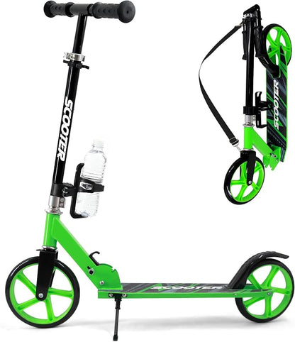 Scooter for Kids Ages 6+, Teens & Adults, Max Load 240 LBS, Foldable Kick Scooter with 8-inch Big Wheels, Kickstand, 3 Adjustable Levels, Rear Brake,