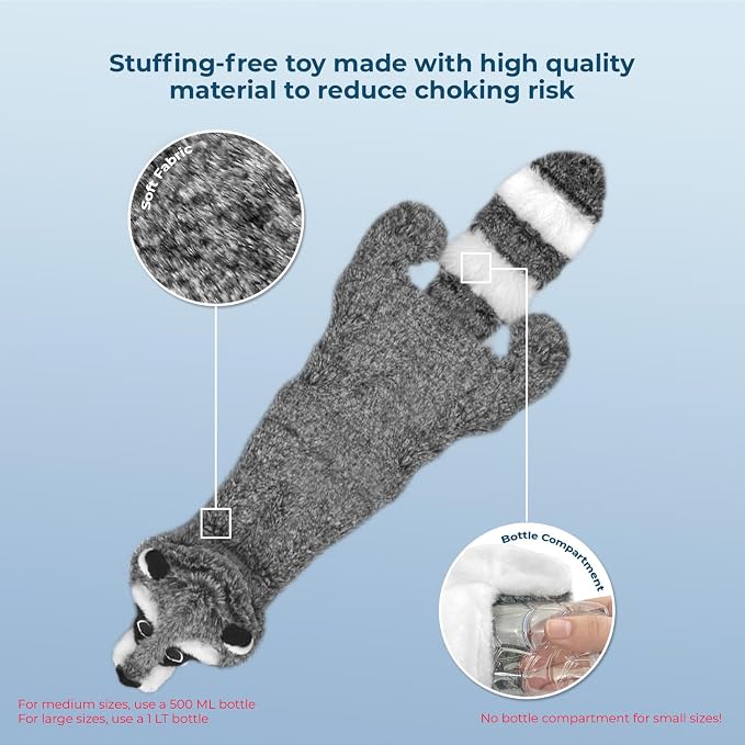 Best Pet Supplies Squeaky Dog Toys with Soft Durable Fabric for Small, Medium and Large Pets Interactive Toy for Indoor Play, Supports Active Biting and Play - Raccoon, Large