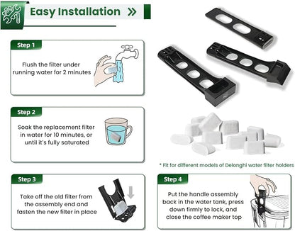 12 Pack Activated Charcoal Water Filter for Delonghi Espresso Machine COM530M, COM532M, BCO430 and More | Compatible with Delonghi Filter Replacement Accessories 7313285779