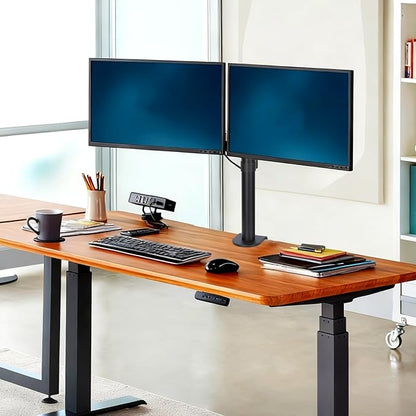 Black Dual Monitor Arm Mount for 13-32 Inch Screens | Ultrawide Screens Up to 38 Inch Fully Adjustable Stand with C-Clamp/Grommet Base Max VESA 100x100 Each Screen Capacity 22lbs
