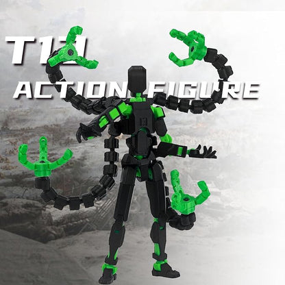 T13 Already Assembled Action Figure Accessories,T13 Multi-Jointed Movable,for Collectors Desktop Decorations t-13 Movability 3D Printed Toys (Black Green, 7.2inch)