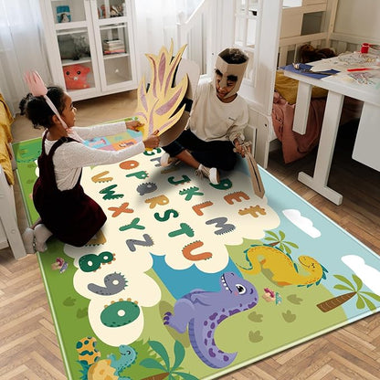 Kids Rug for Playroom,78.7 X 59 Inch Dinosaur Kids Play Mat ABC Classroom Rug,Non-Slip Cute Alphabet Rug Soft Kids Floor Mats Carpet,Toddler Baby Playroom Mat for Kids Room Classroom Playroom