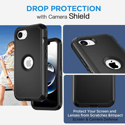 AICase for iPhone 17e/iPhone 16e Case with Belt Clip Holster,Heavy Duty Drop Protection Full Body Rugged Shockproof/Drop Proof/Dust Proof Military Protective Tough Durable Cover for iPhone 17E/16E