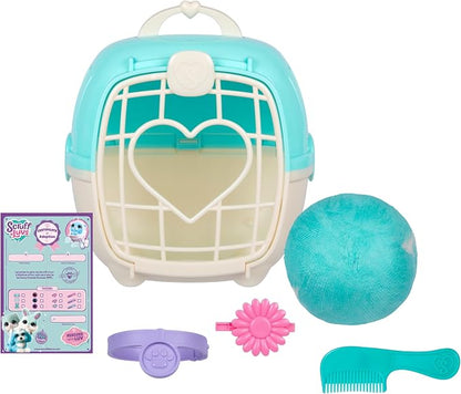 SCRUFFALUVS Blue Surprise Pet, Mystery Plush Toys, Stuffed Animals, Wash to Reveal 1 of 3 Rescue Surprise Toy Pets: Puppy, Bunny, or Kitty - Includes 8.7" Deluxe Carrier - Styles May Vary