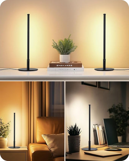 EDISHINE Upgraded LED Table Lamp Set of 2, Stepless Dimmable Bedside Lamps with Metal Finish & 3 Color Temperature, 6W Modern Desk Lamps, Black Nightstand Lamp for Bedroom, Living Room, Corner, Gift | Stepless Dimmable, Metal Finish, 3 Color Temperatur...