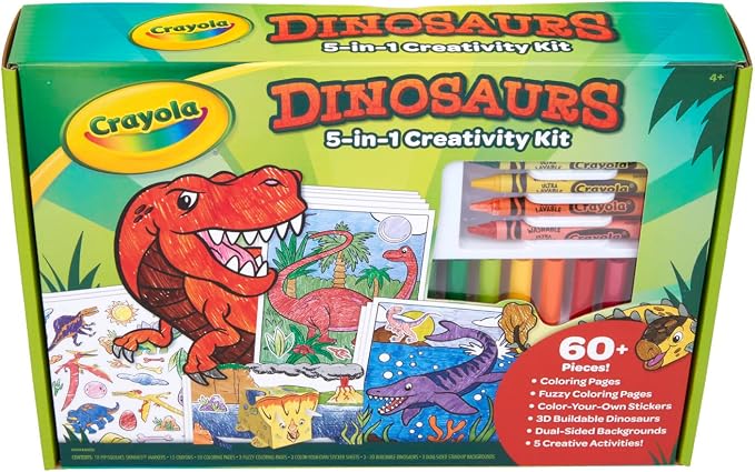Crayola Dinosaur 5-in-1 Art Kit for Kids, Dinosaur Toys, Kids Art Set, Dinosaur Gift for Boys & Girls, Ages 4+