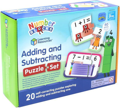 Learning Resources Numberblocks Adding & Subtracting Puzzle Set, Ages 3+, 20 Self-Correcting Maths Puzzles, Based on TV Series