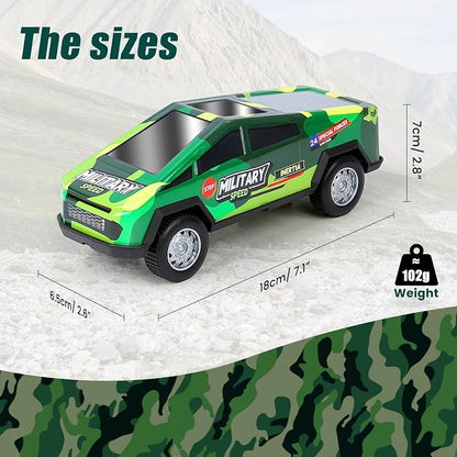 7.1 Inch Monster Truck Kid Toys Set ,Push and Go Friction Power Pull Back Wind up Race Cars,Military Camouflage 1/32 Model Car 3 Pack, Toddlers 3 4 5 6 7 8 9 for Boys and Girls Party Toy Gift