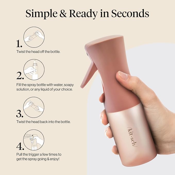 Kitsch Continuous Spray Bottle for Hair – Terracotta, 150ml | Fine Mister Spray Bottle & Water Spray Bottle – Recycled Hair Spray Bottle – Spray Bottles for Cleaning, Styling, & More
