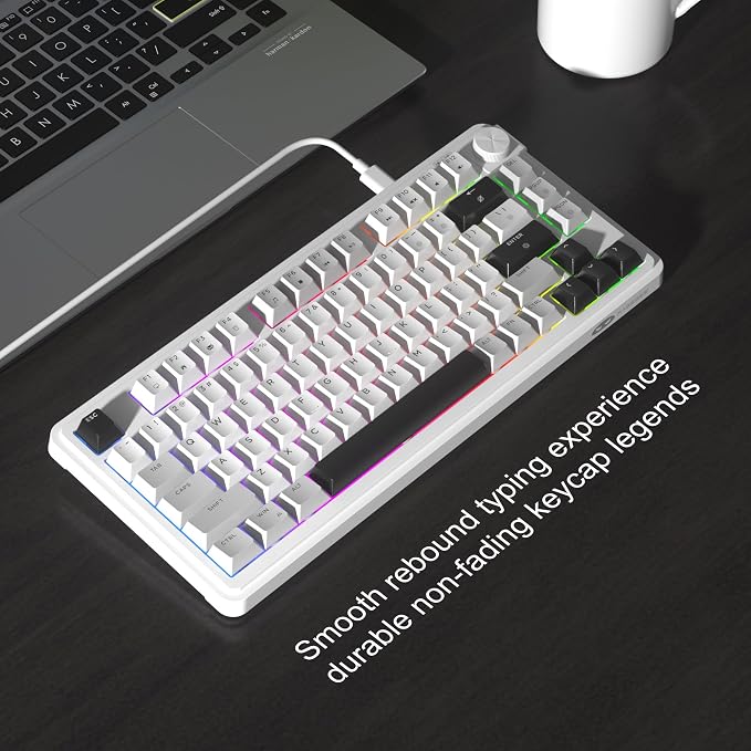 MageGee 80% Gaming Keyboard, RGB Backlit Wired Mechanical Feel Keyboard with Volume Knob, 80 Keys Compact USB Keyboard, 19-Key Rollover, Multimedia Keys for PC, Computer, Laptop, Windows