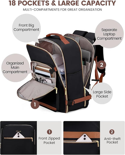 LOVEVOOK 56L Travel Backpack for Women & Men, Airline Approved Carry On Luggage with 3 Packing Cubes, TSA Overnight Bags, Waterproof Personal Item Bag, Weekender Essentials Backpacks fits 17" Laptop