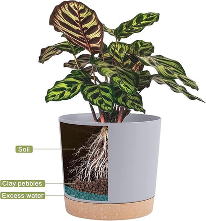 QCQHDU 10 inch Plant Pot, 2 Pack Planters for Indoor Plants with Drainage Holes & Saucer, Outdoor Flower Pots Home Garden Modern Decor